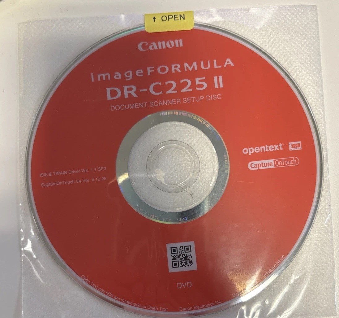 ***New OEM Canon ImageFORMULA DR-C225 II Document Scanner Driver DVD