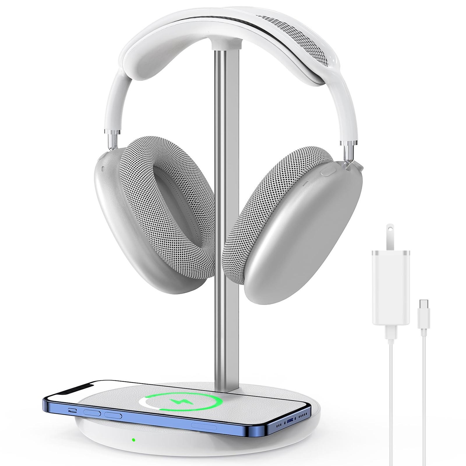 Headphone Stand with Wireless Charger, Gaming Headset Holder Hanger Rack 2 in…