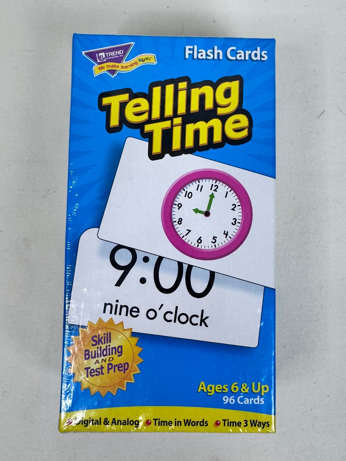 Trend Enterprises Telling Time Flash Cards, Pack of 96