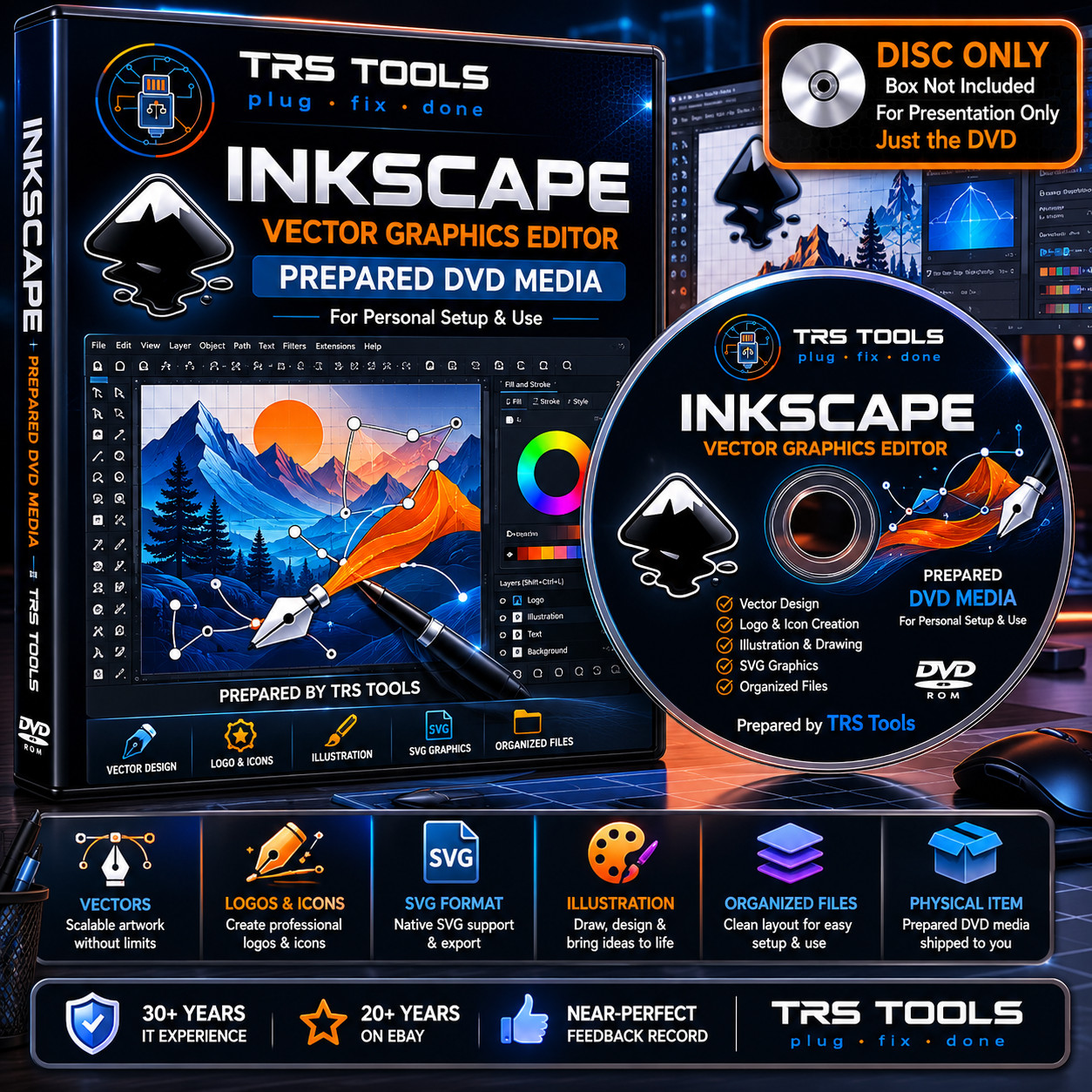 Inkscape DVD Prepared Physical Media Vector Graphics Editor