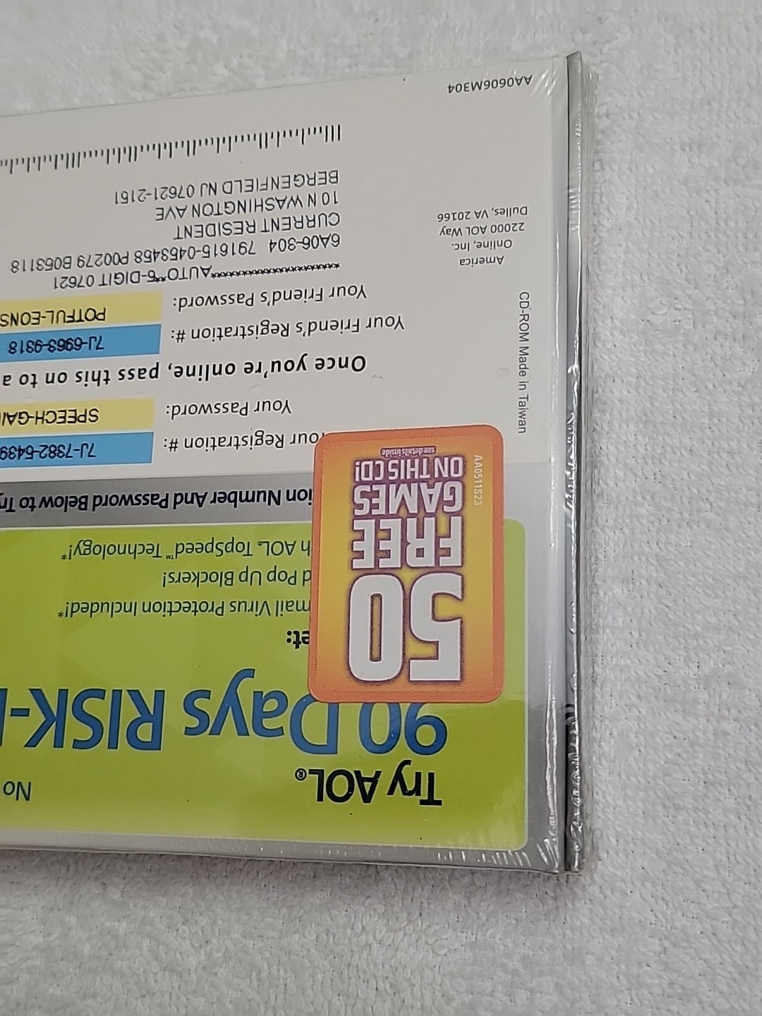 AOL CD-ROM America Online Software Surf Faster Factory Sealed 50 Free Games