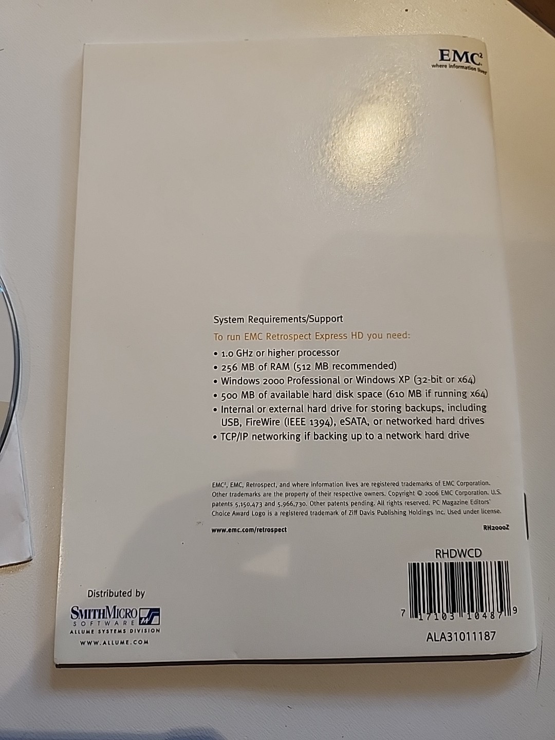 EMC Retrospect Express HD v2.0 Backup CD & Booklet 2006