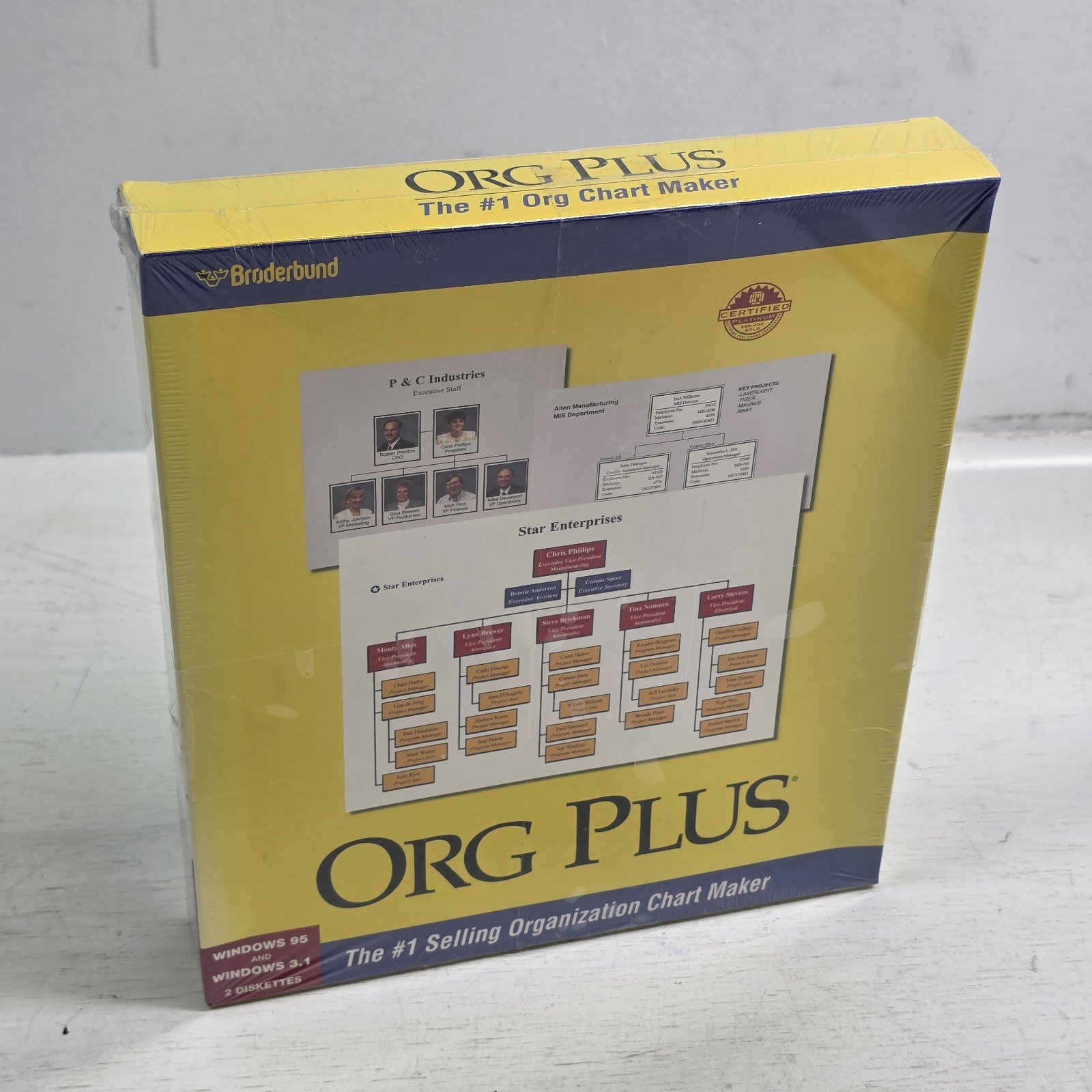Broderbund Org Plus CD-ROM PC Windows 95 & 3.1 Org Chart Maker NOS New Sealed!
