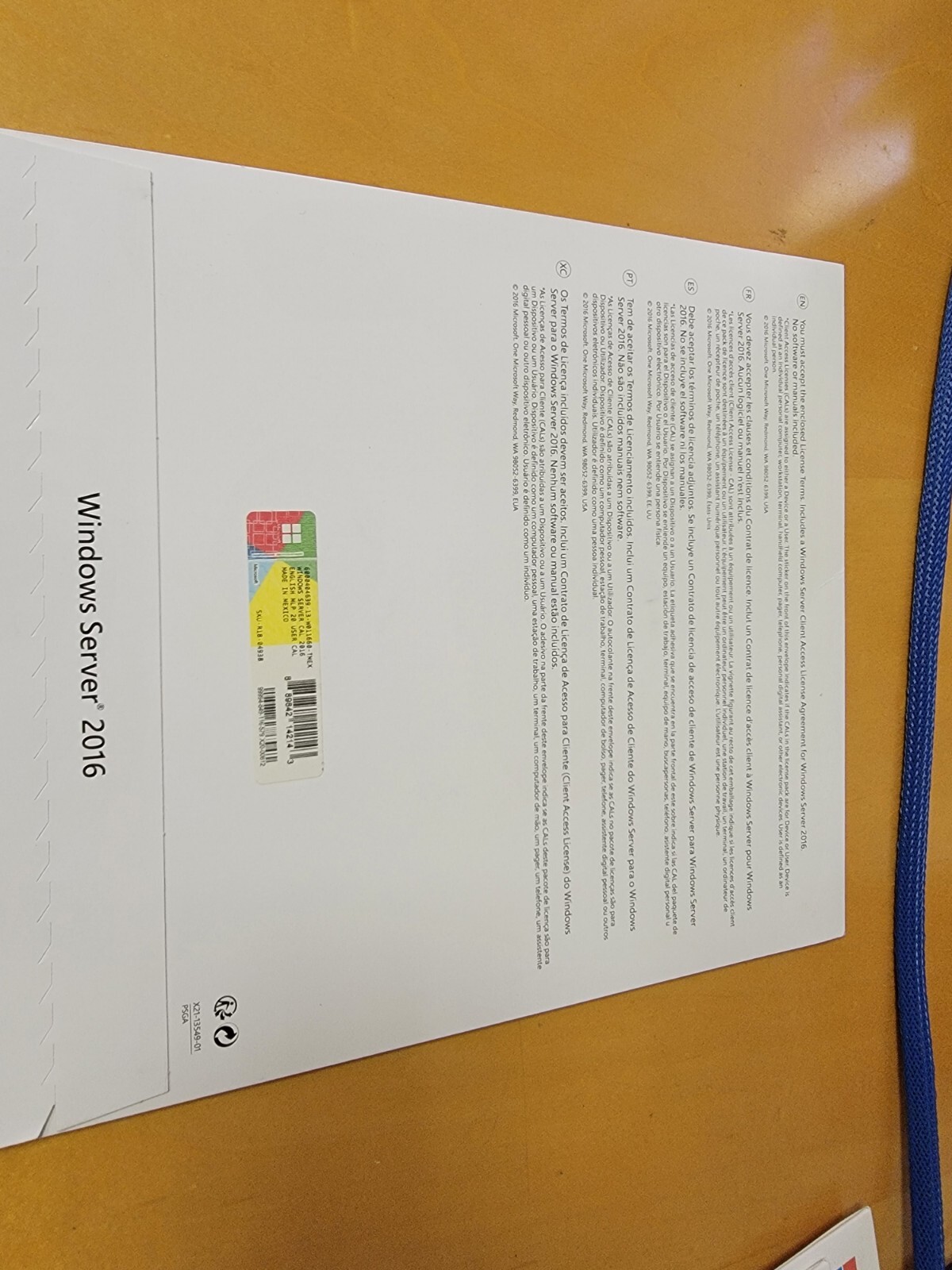 MICROSOFT R18-04938 Windows SERVER 2016 64bit Software 20 USERS License Pack