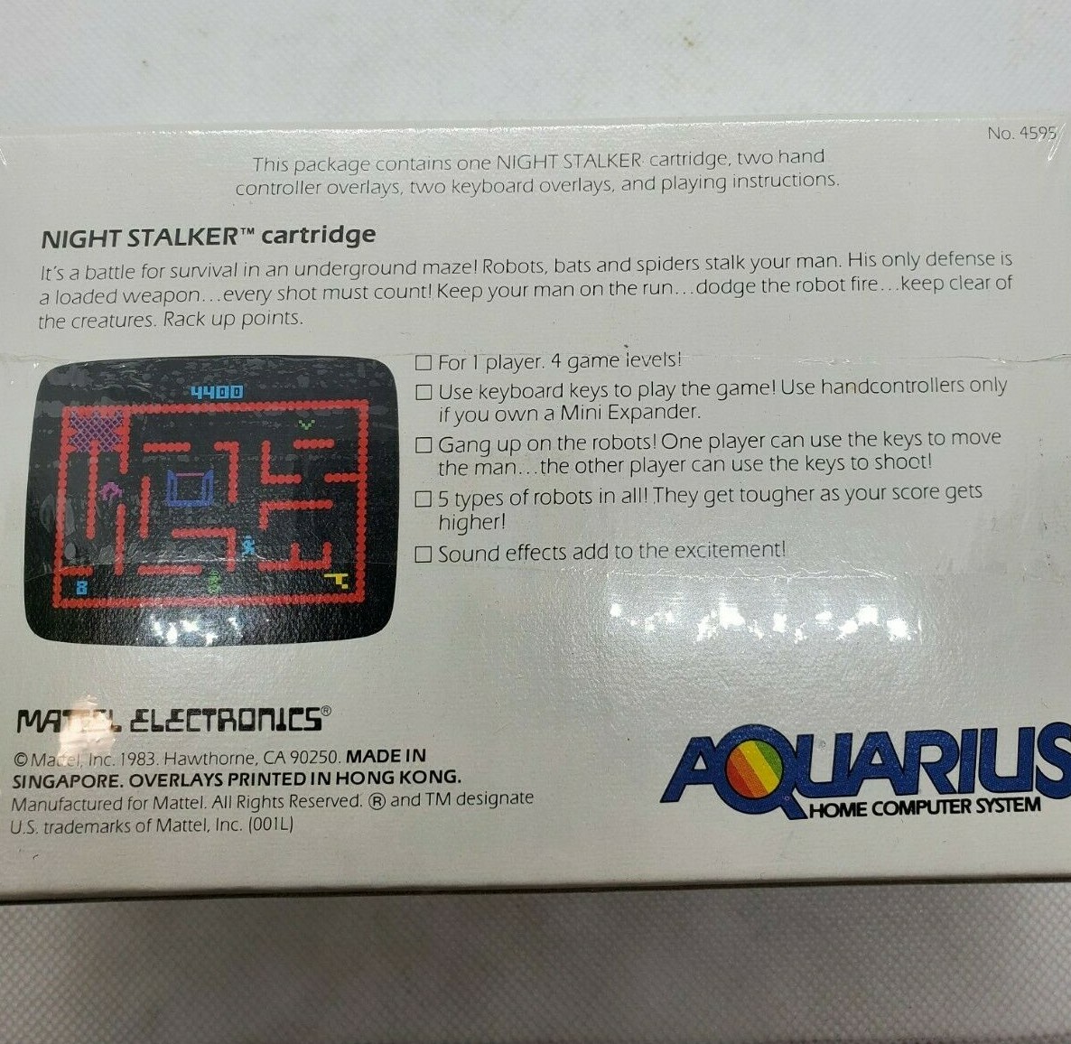 MATTEL VINTAGE SEALED AQUARIUS 4595 COMPUTER SYSTEM SOFTWARE CARTRIDGE *UM