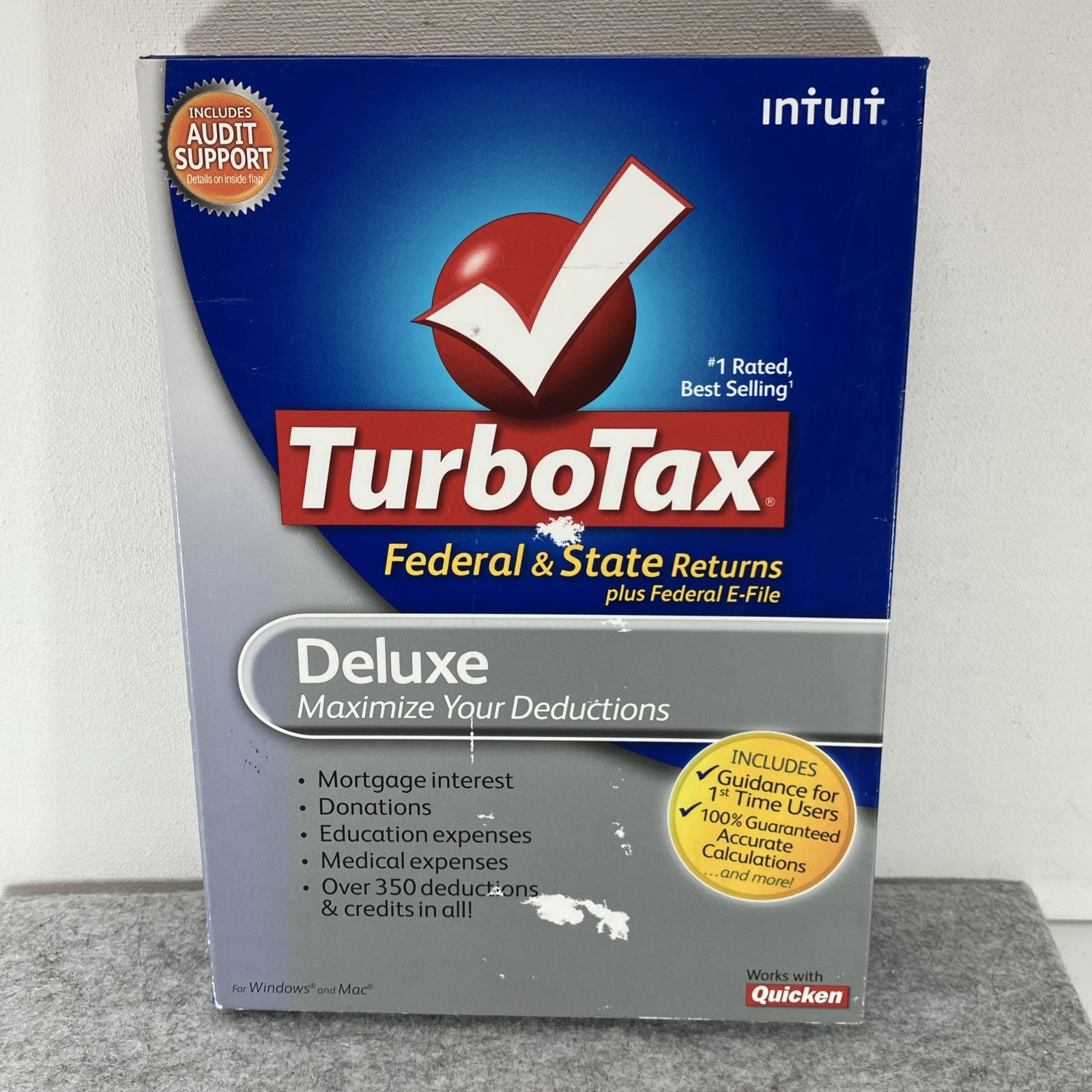 Turbotax 2009 Deluxe Federal & State Returns Fed E-File Win/Mac Mint Condition