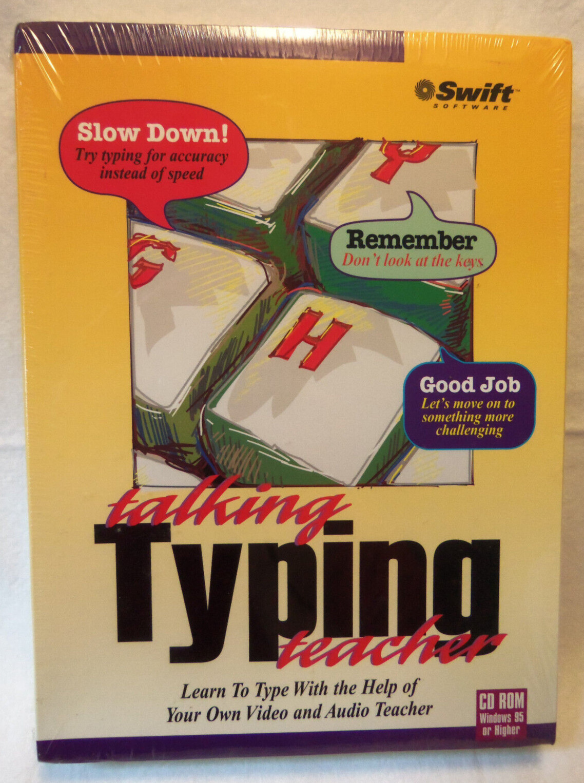 Talking Typing Teacher CD-ROM by Swift Software, factory sealed package 1996