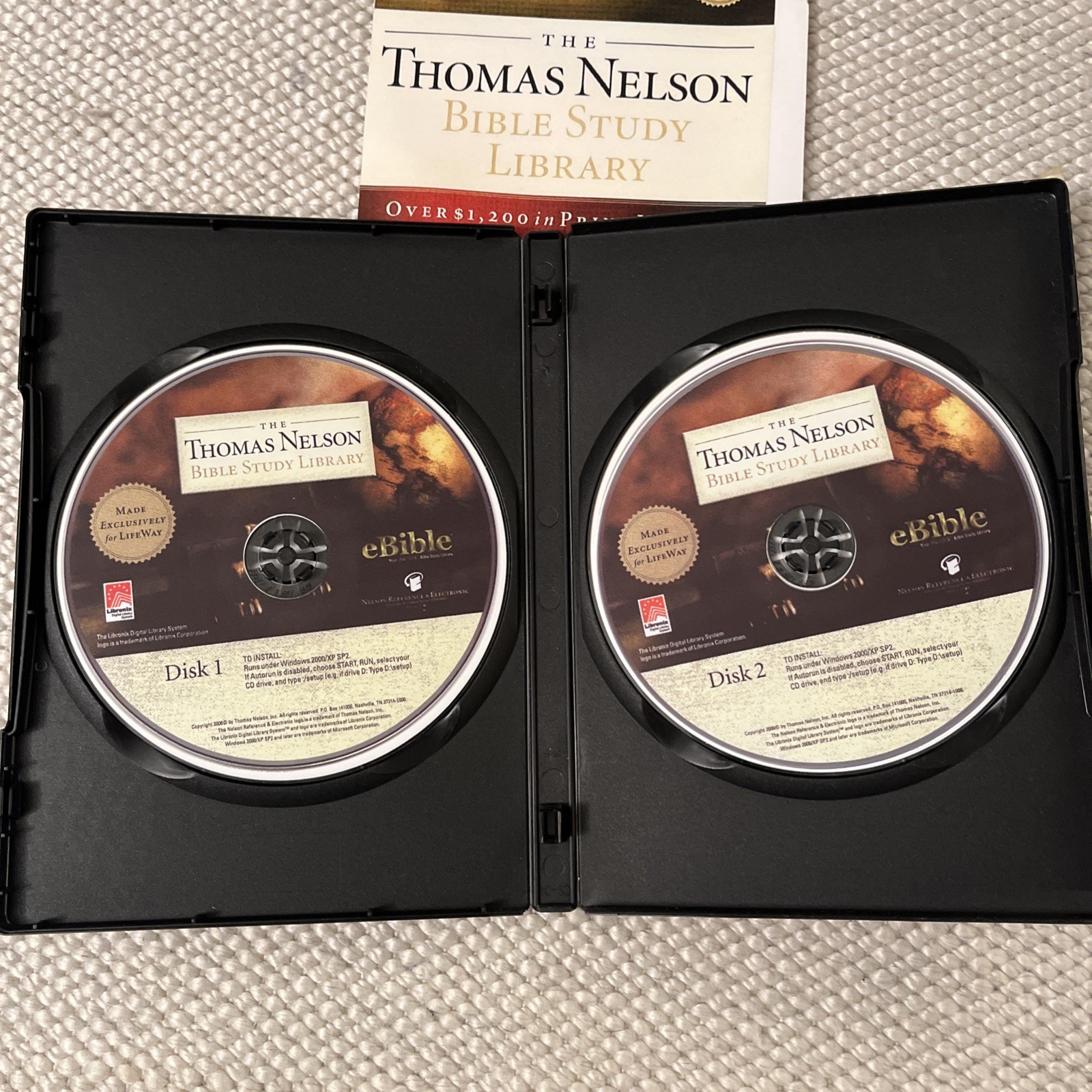 2004 THOMAS NELSON BIBLE STUDY LIBRARY 2 DISC PC CD SOFTWARE