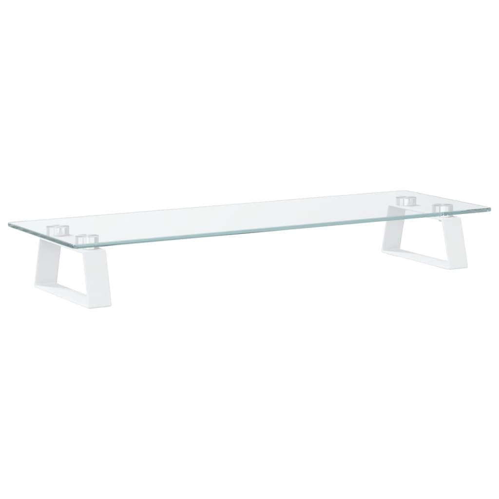 Monitor Stand White 23.6″x7.9″x3.1″ Tempered Glass and Metal