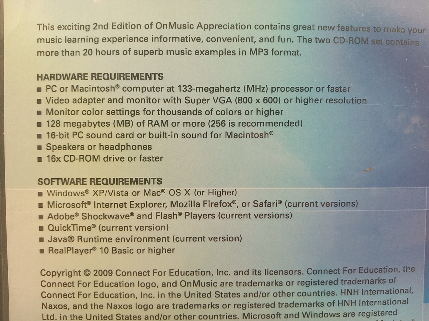 OnMusic Appeciation – 2nd Edition (PC CD Rom, 2009)