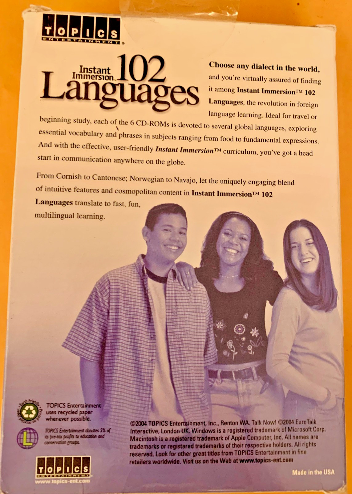 Topics Entertainment Instant Immersion 102 Languages (CD) PC, Mac NEW Open Box