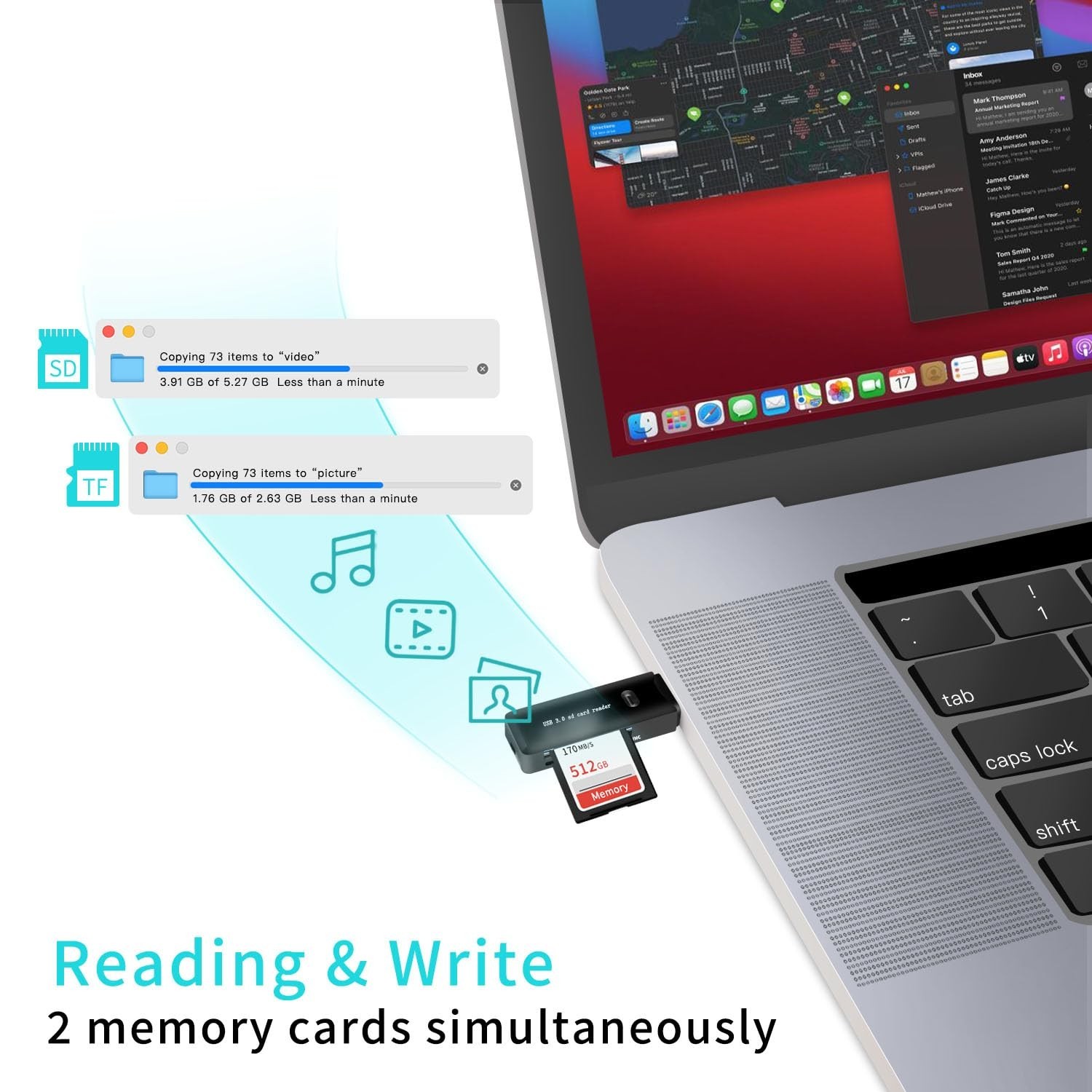 USB 3.0 SD Card Reader for PC, Laptop, Mac, Windows, Linux, Chrome, SDXC, SDH…
