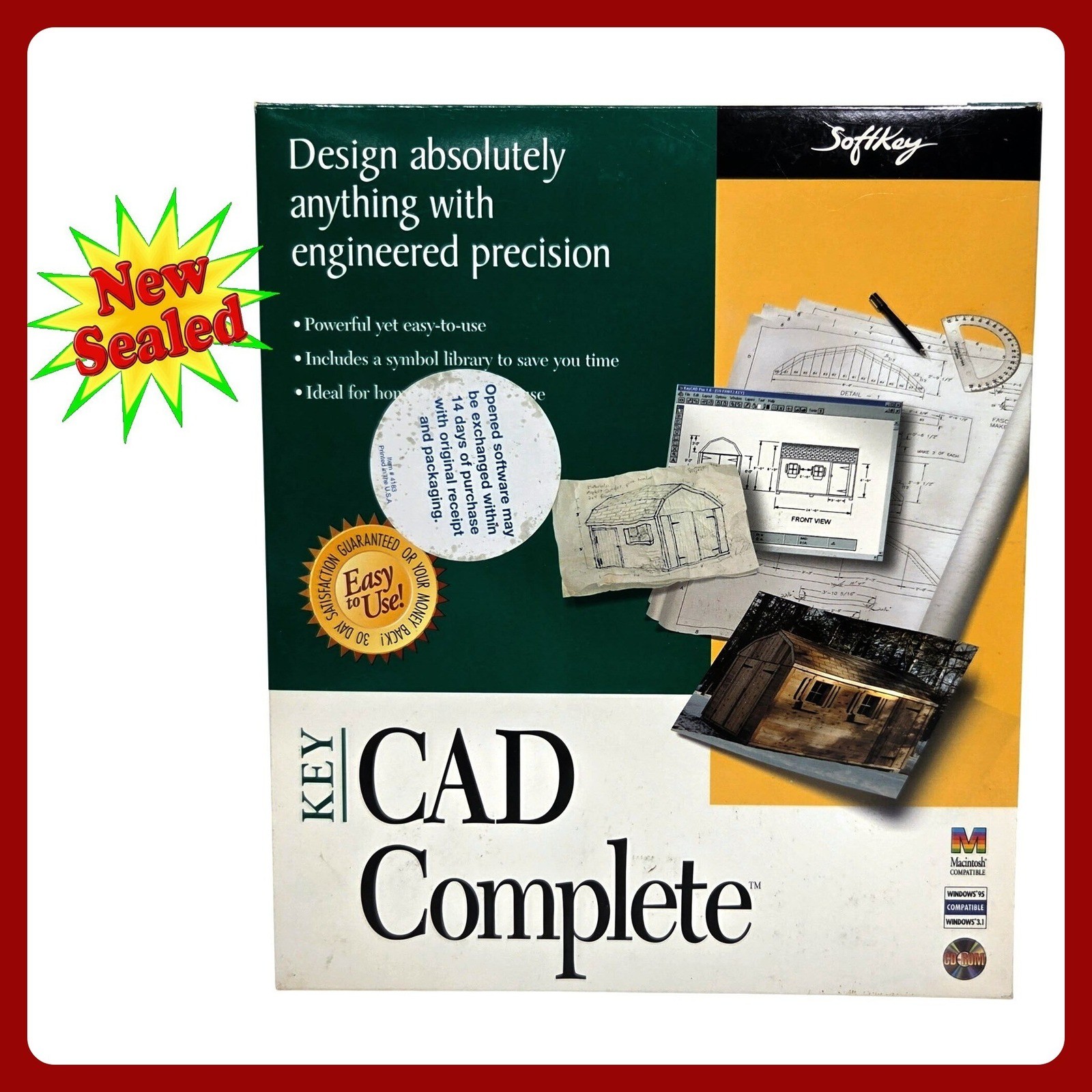 SoftKey Key CAD Complete PC Mac Software CD-ROM Vintage Sealed NWT 0-7630-1281-5