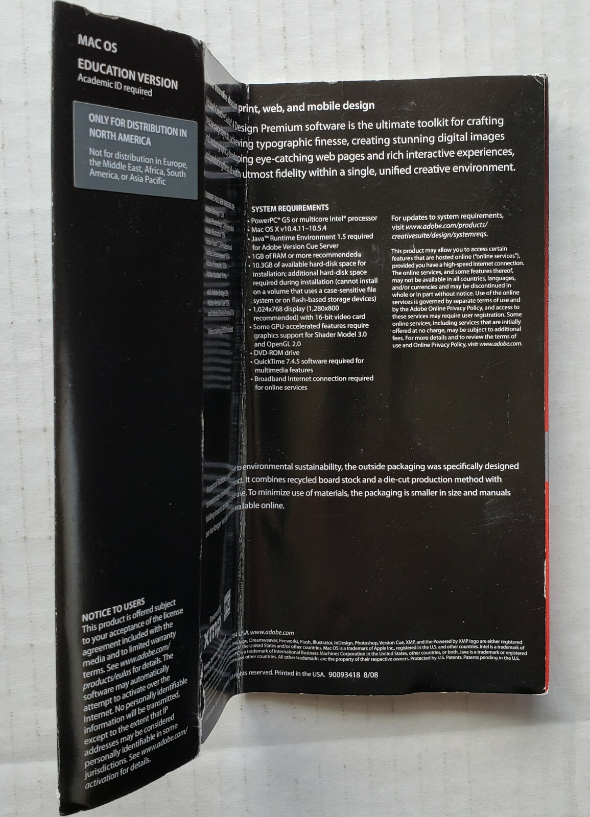Adobe Creative Suite 5 Web Premium CS5 + CS4 + Photoshop 5.0 Preowned MacPro