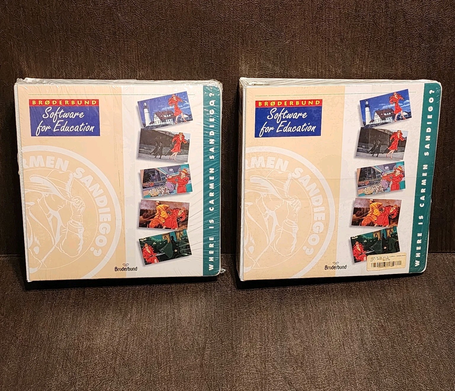 x2 Sealed 1996 Broderbund SCHOOL EDITION Where is Carmen Sandiego? PC Almanac