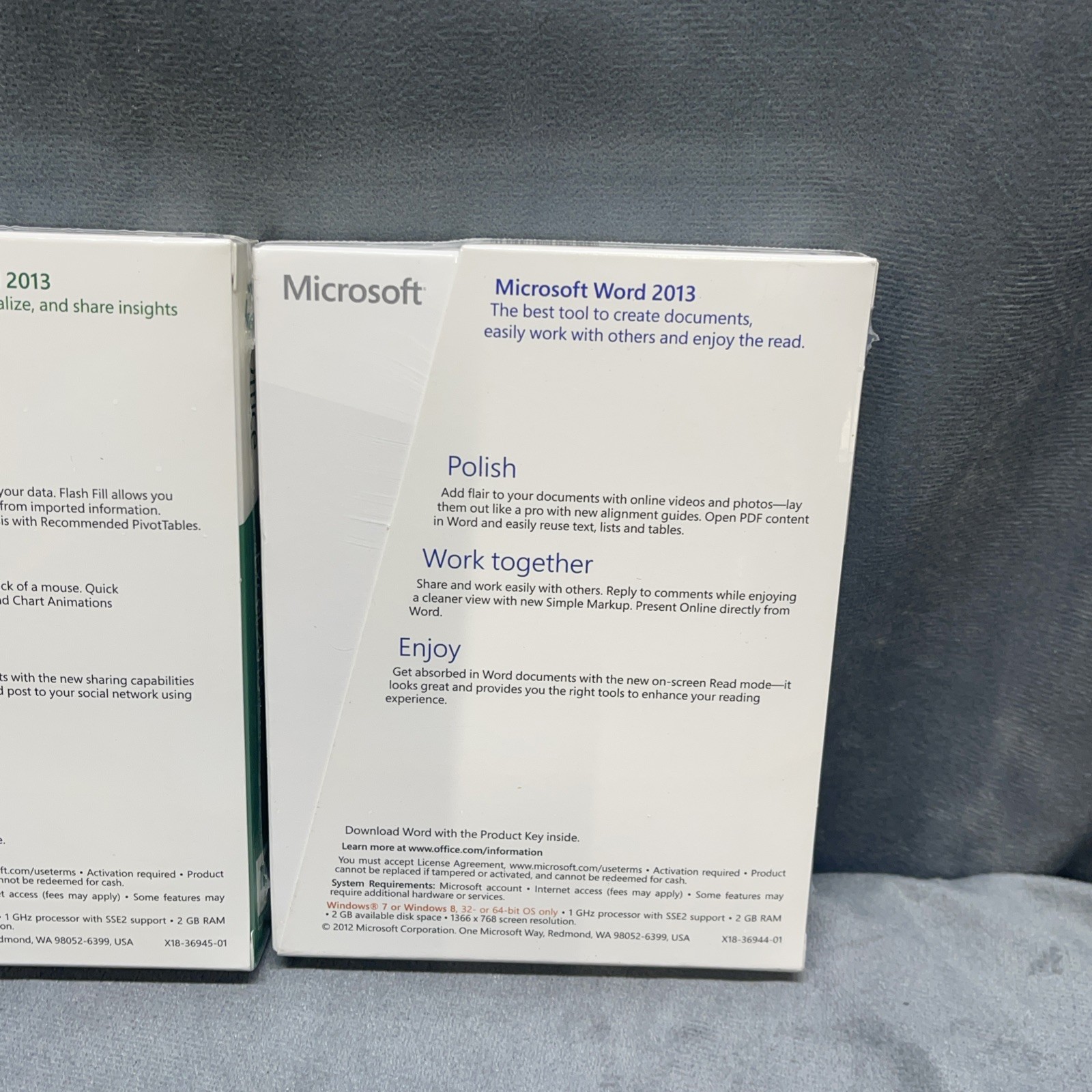 Microsoft Word 2013 & Microsoft Excel 2013 Key Cards In Sealed Boxes 1 PC