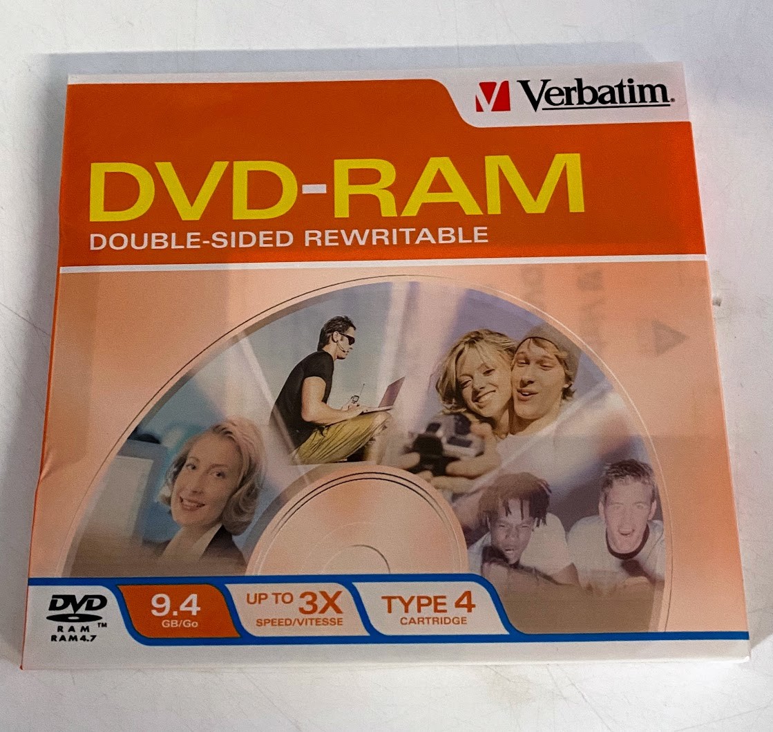 Verbatim 95003 DVD-RAM 9.4GB Double-Sided 3x Rewritable Disc Type 4 Cartridge​