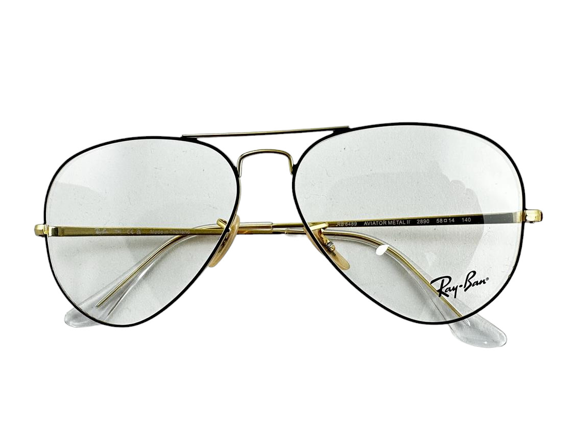 Ray Ban NEW Aviator Matte Black Fashion Frames Gold 58-14-140 Eyeglasses RX6489
