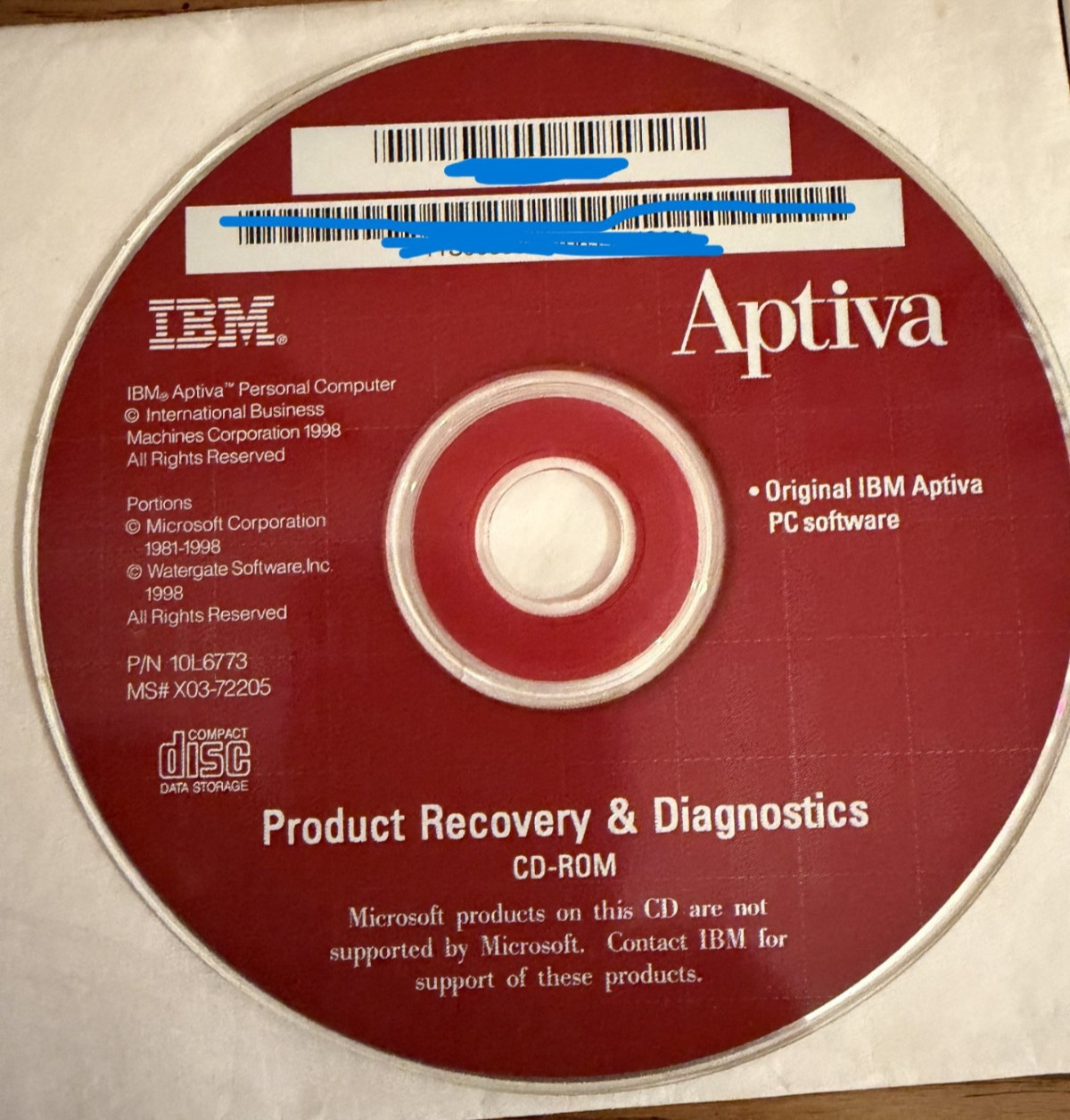 IBM Aptiva Product Recovery &Diagnostics CD + Applications CD-ROM Model 2158