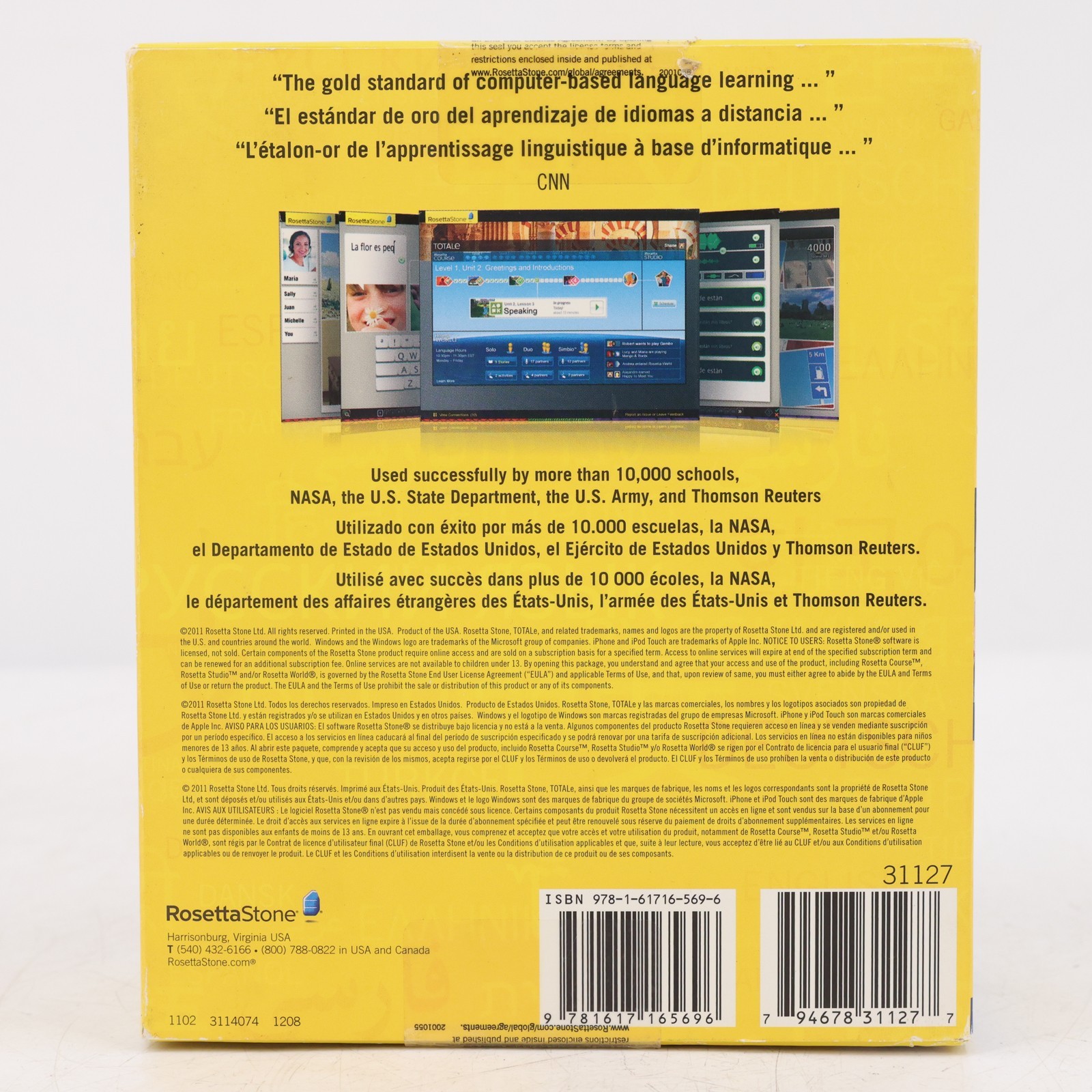Rosetta Stone French Levels 1 2 3 & 4 TOTALe Version 4 Windows Mac 9781617165696