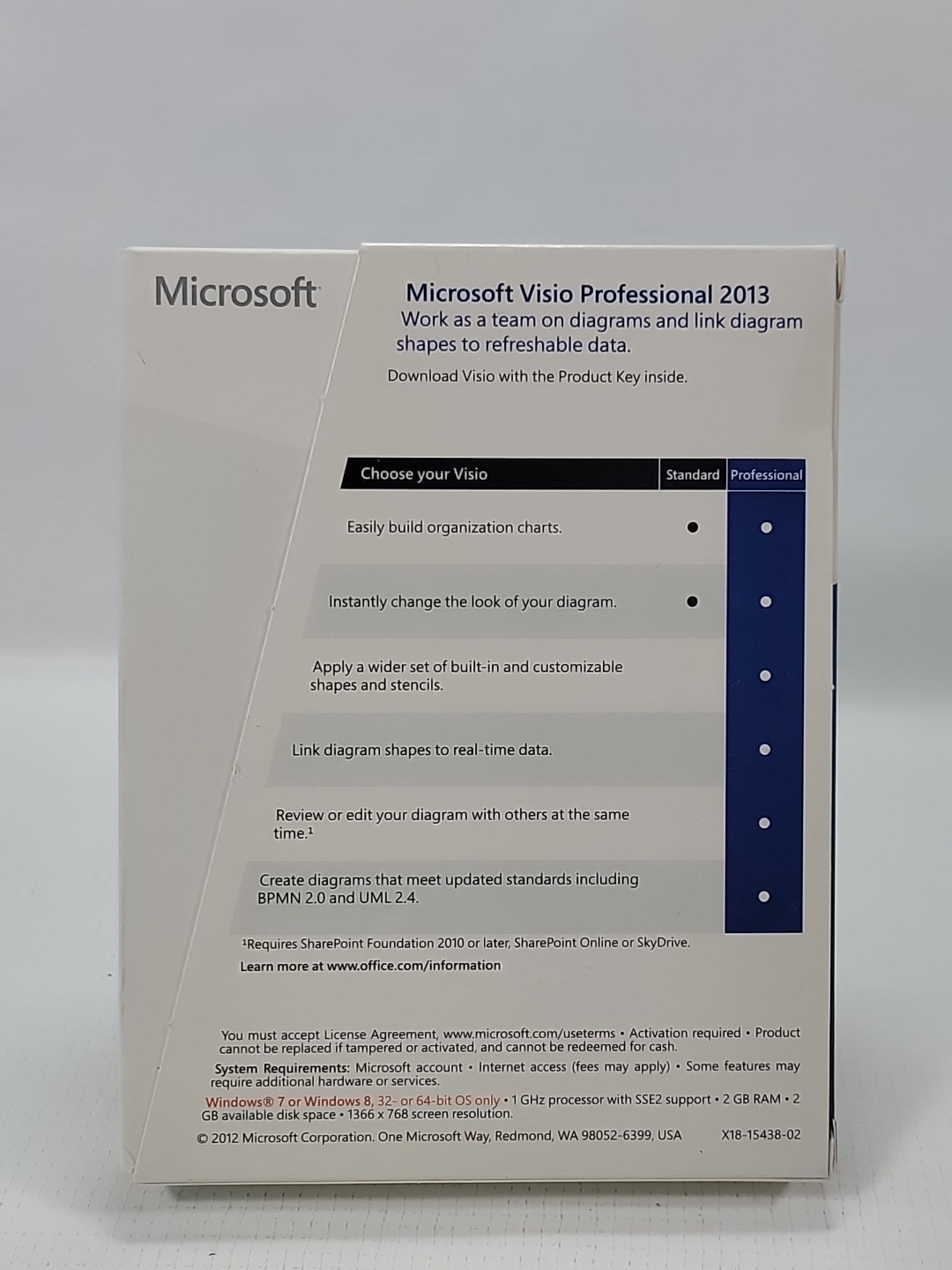Microsoft Visio Professional 2013 Product Key Card No Disc SEALED/NEW 🆕️✅️