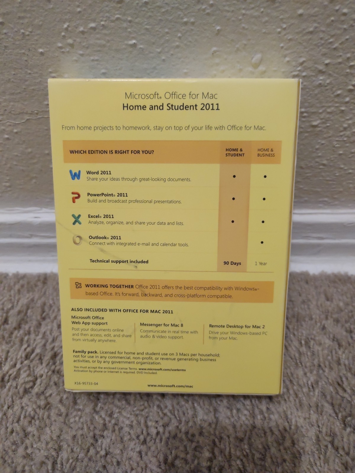 Microsoft Office for Mac Home and Student 2011 (3 Macs) w/key FREE SHIPPING
