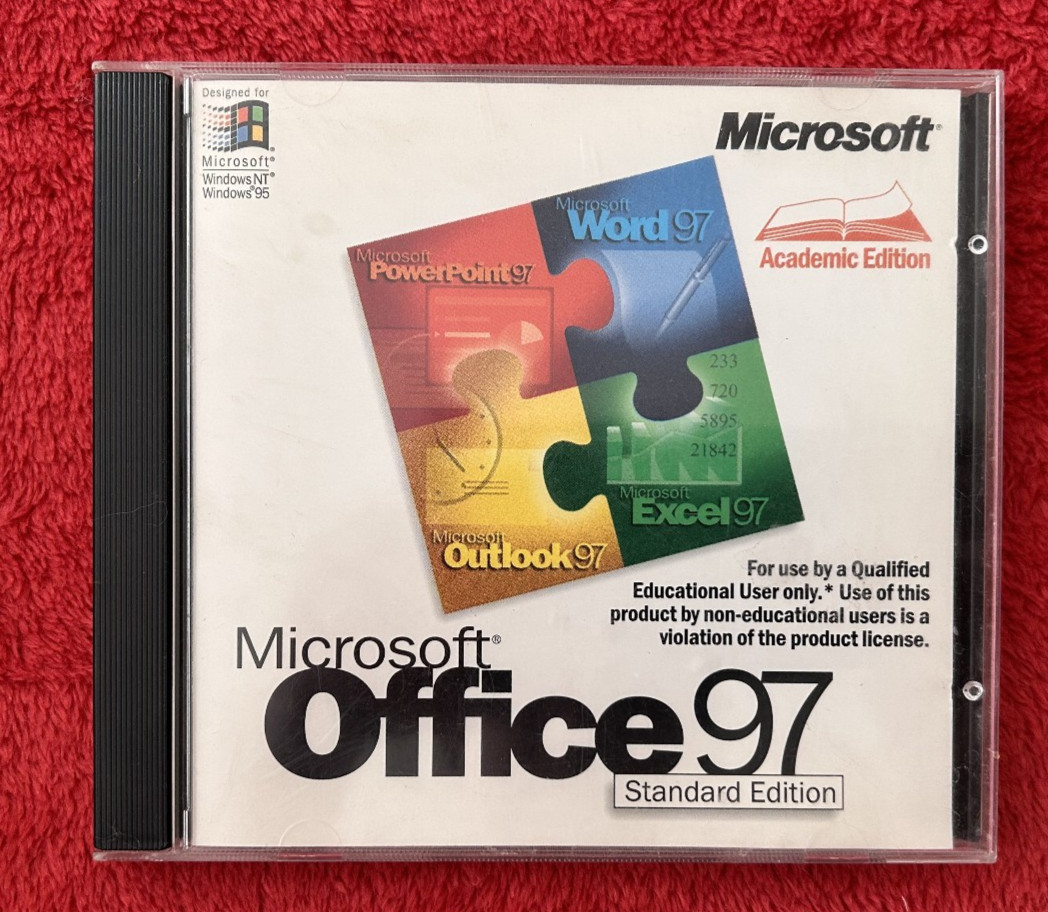 MICROSOFT OFFICE 97 standard edition CD-rom with Product Key Windows 95/NT