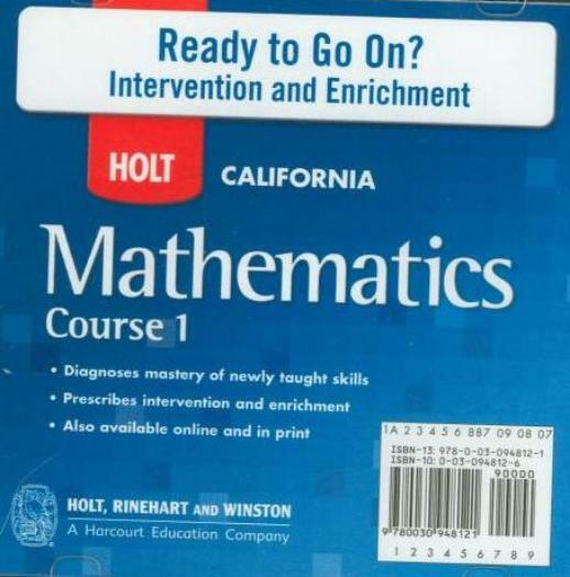 Holt Mathematics: Ready To Go On? Course 1 PC MAC CD intervention enrichment +