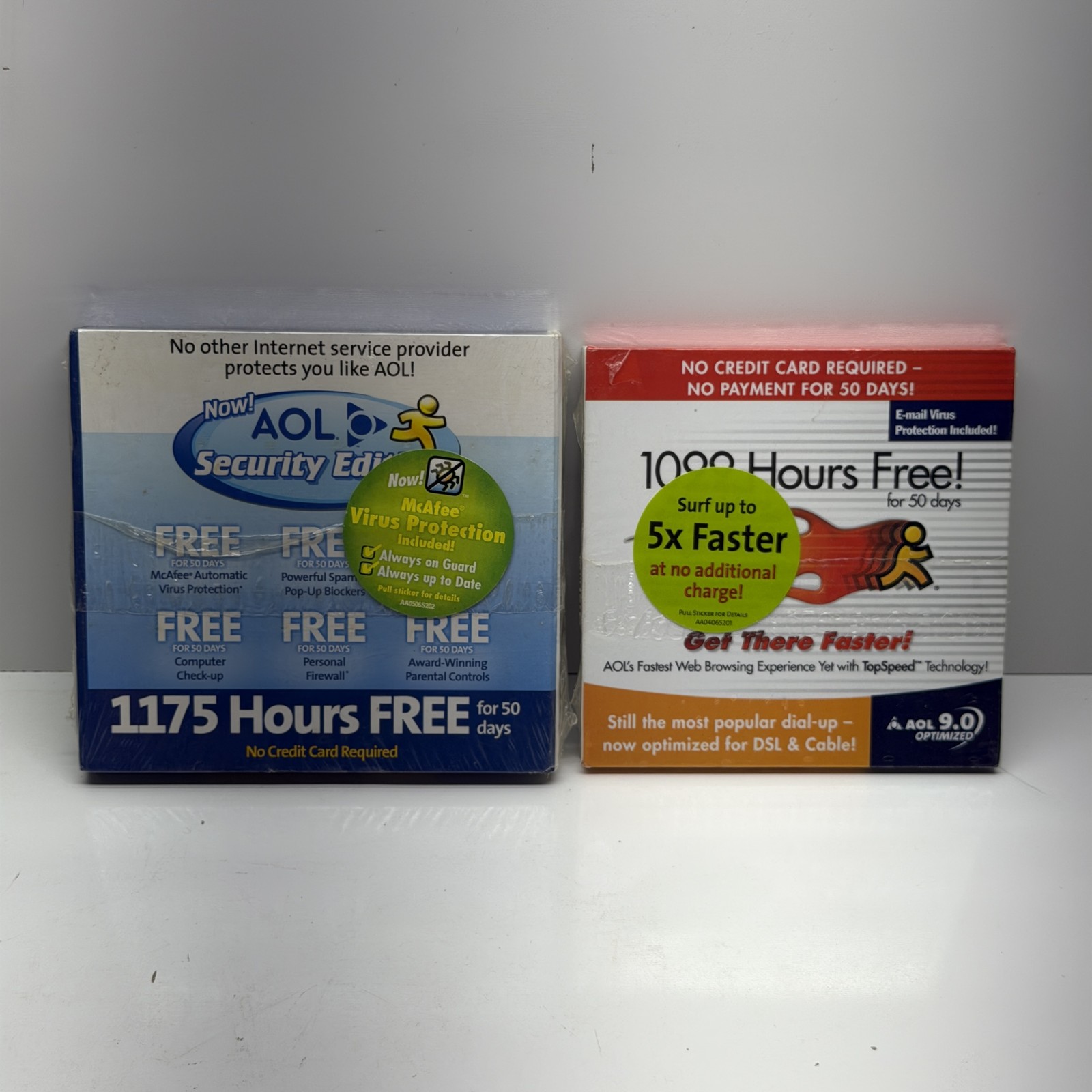 AOL Security Edition & 9.0 Optimized Software CD-ROM Lot – 1175 & 1000 Hours