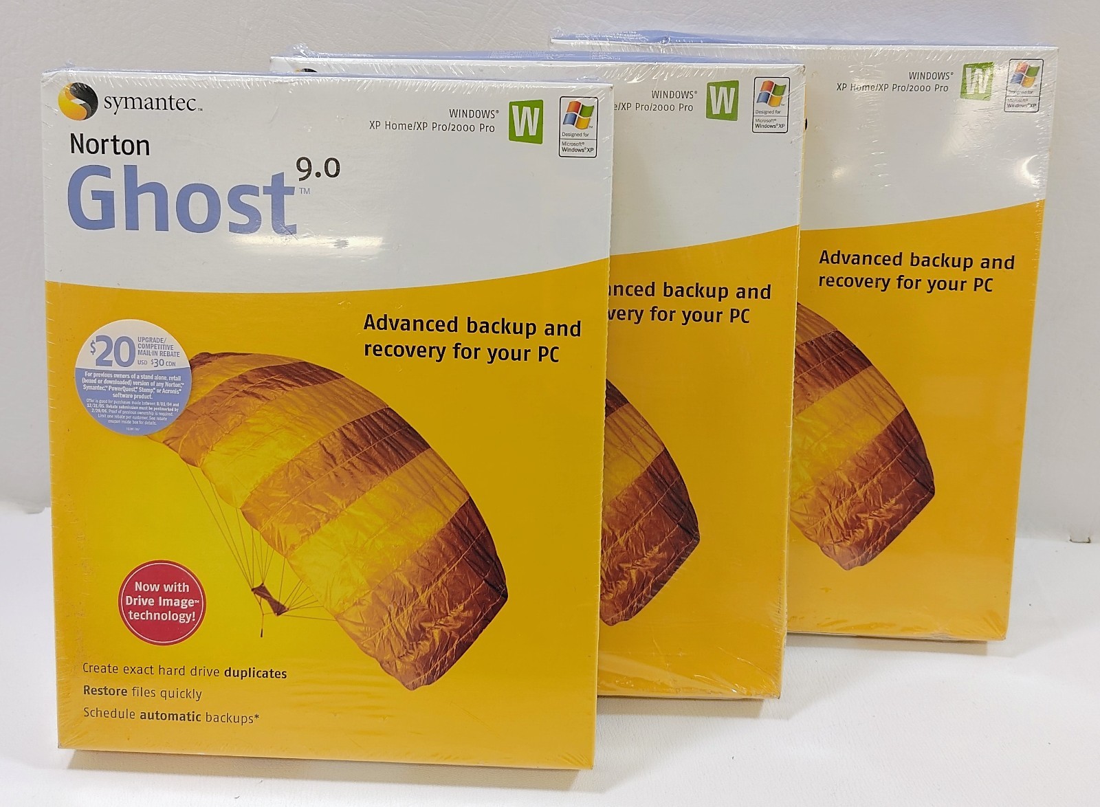 Lot Of 3 Norton Ghost 9.0 PC CD Hard Drive Data Files Backup Recover Brand New