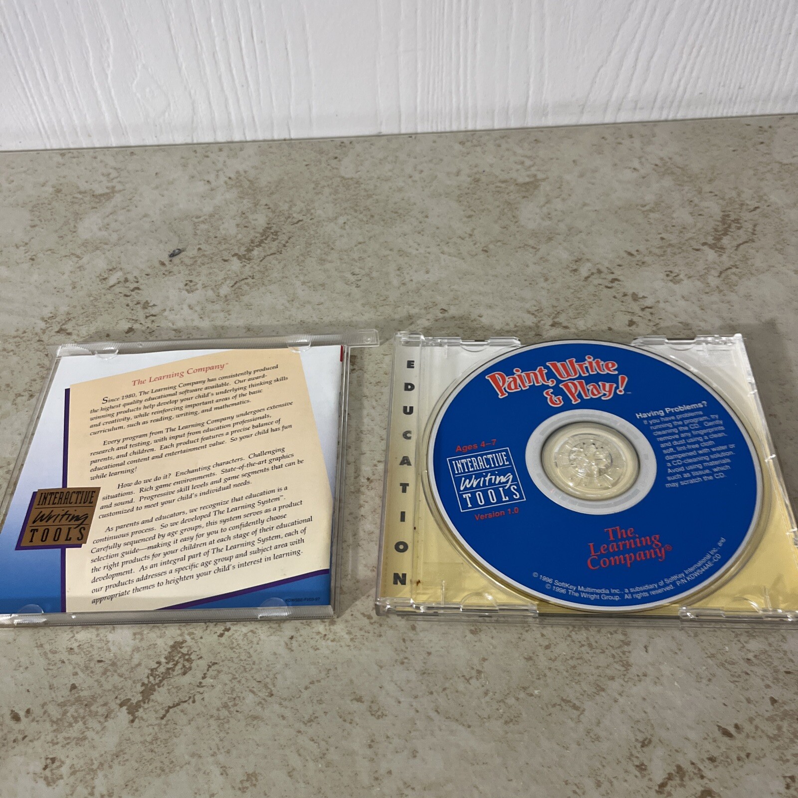 PAINT, WRITE & PLAY CD-ROM 1997 THE LEARNING COMPANY AGES 4-7 WINDOWS & MAC
