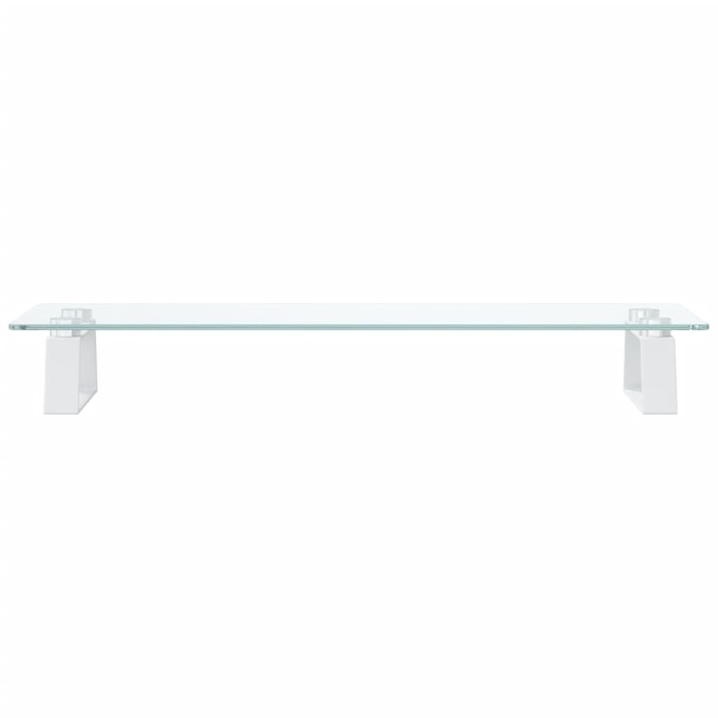 Monitor Stand White 23.6″x7.9″x3.1″ Tempered Glass and Metal