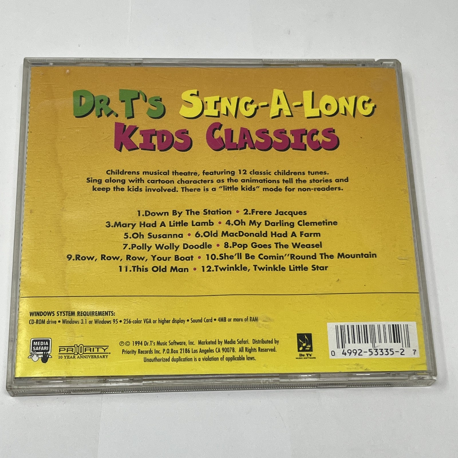 Dr. T’s Sing-A-Long Kids Classics CD-ROM Windows 3.1 95 Education Music