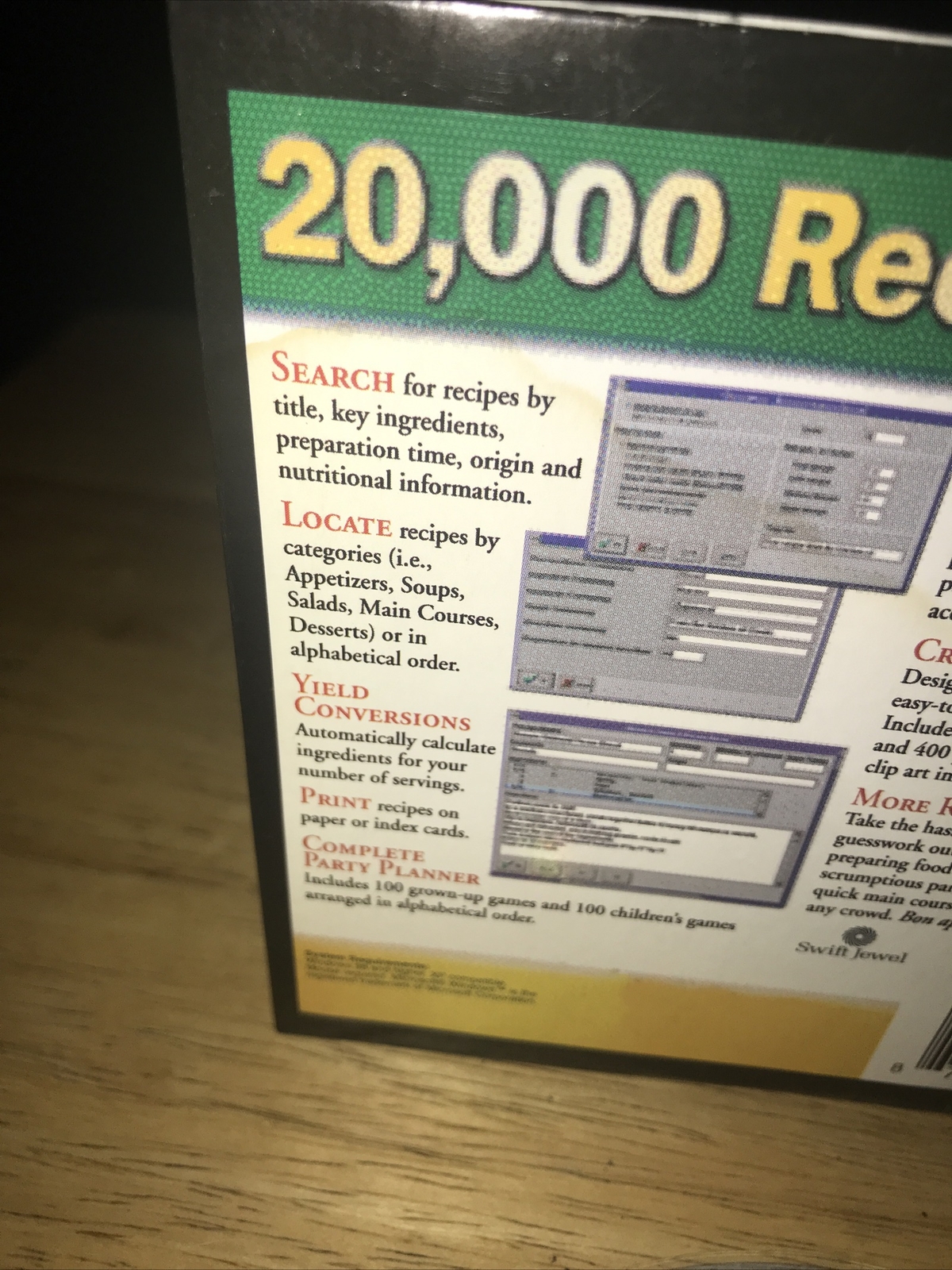 20,000 Recipes PC CD-ROM Reference Disc Cardboard Sleeve & Working Disc