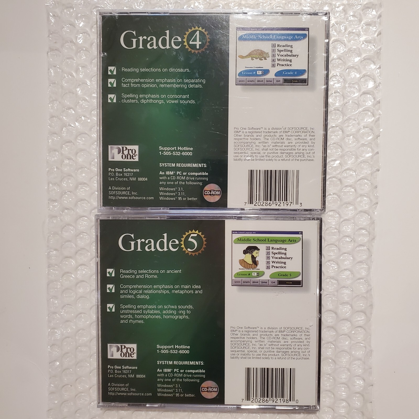 Grade 4&5 Middle School Language Arts PC CD-ROM Software DVD Sealed Bundle
