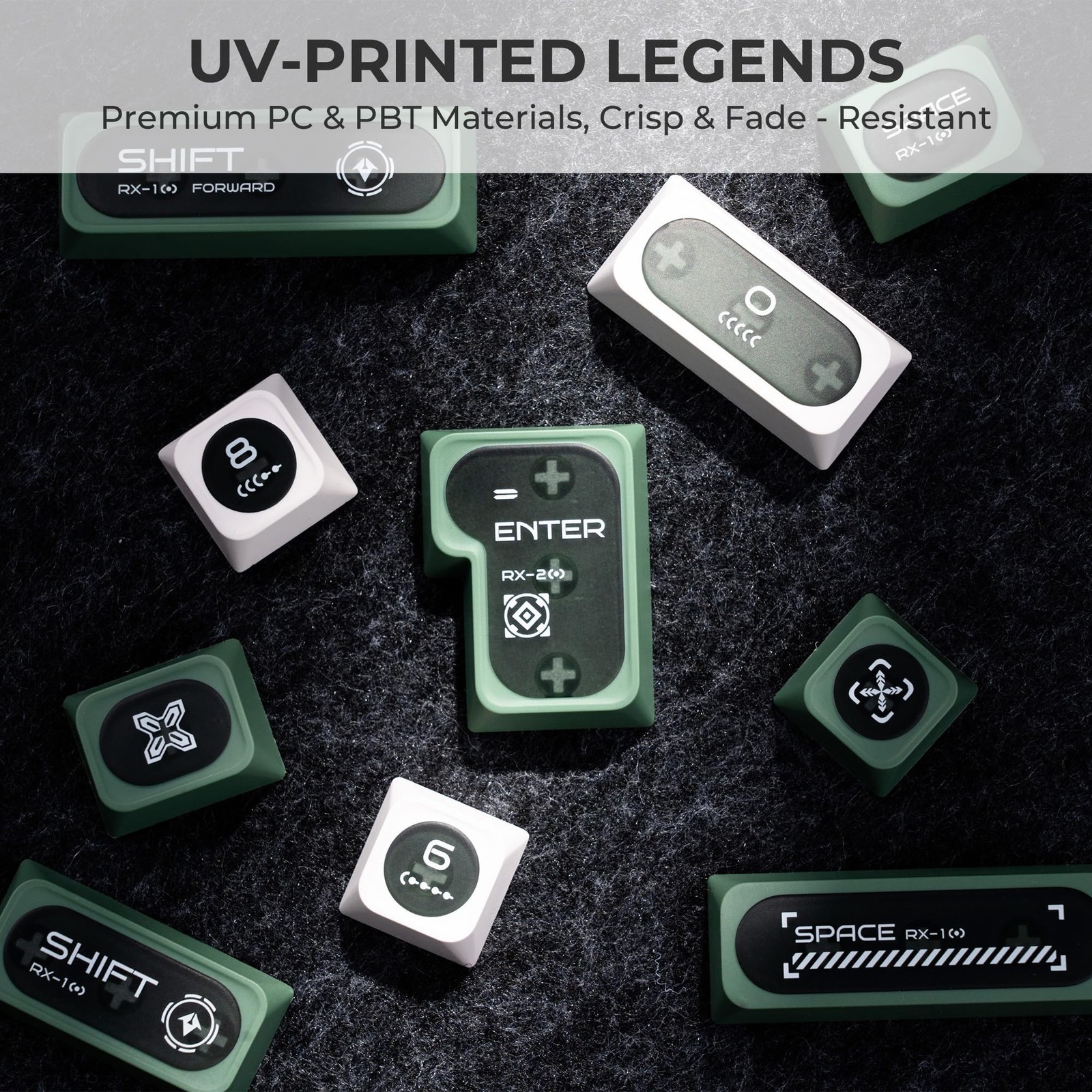 OHY XVX Green and White Shine Through Keycaps for Mechanical Keyboards – 136 …