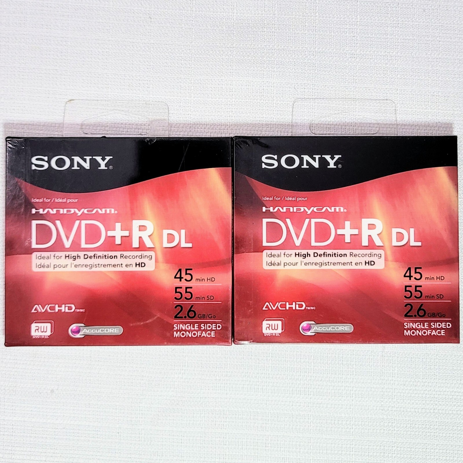 (Lot of 2) Sony Handycam DVD+R DL Blank DVD 2.6GB 45 HD/55 SD Minutes BRAND NEW