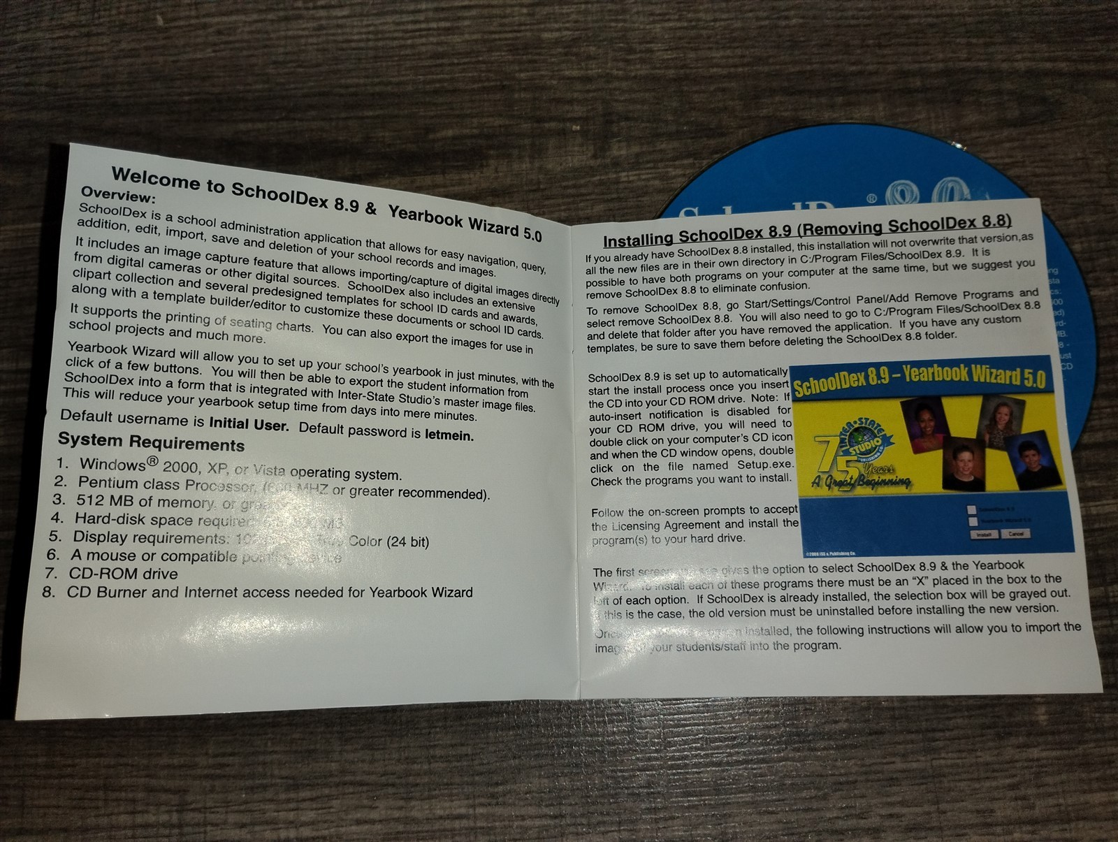 SchoolDex v 8.9 CD-ROM Inter-State Studio 2008-2009 Yearbook Wizard 5.0 Wind. XP