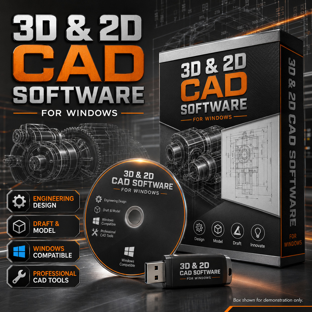 Windows 10 11 CAD Software Media for 2D Drawing 3D Modeling