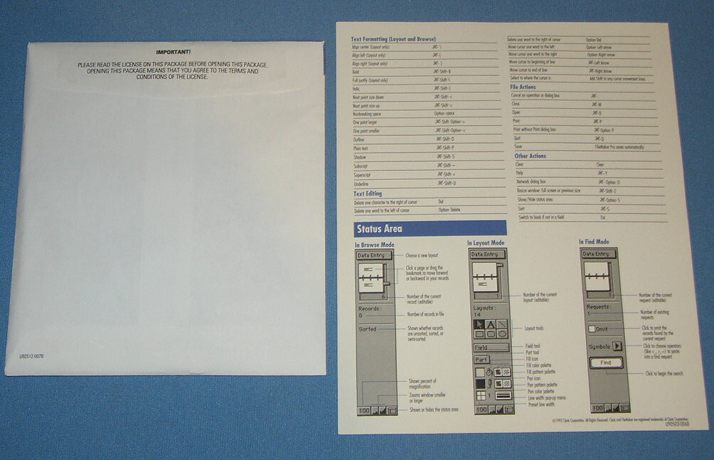 1993 Claris FileMaker Pro 2.0 Apple Macintosh OS System 7 on 3.5″ & 5.25″ Floppy