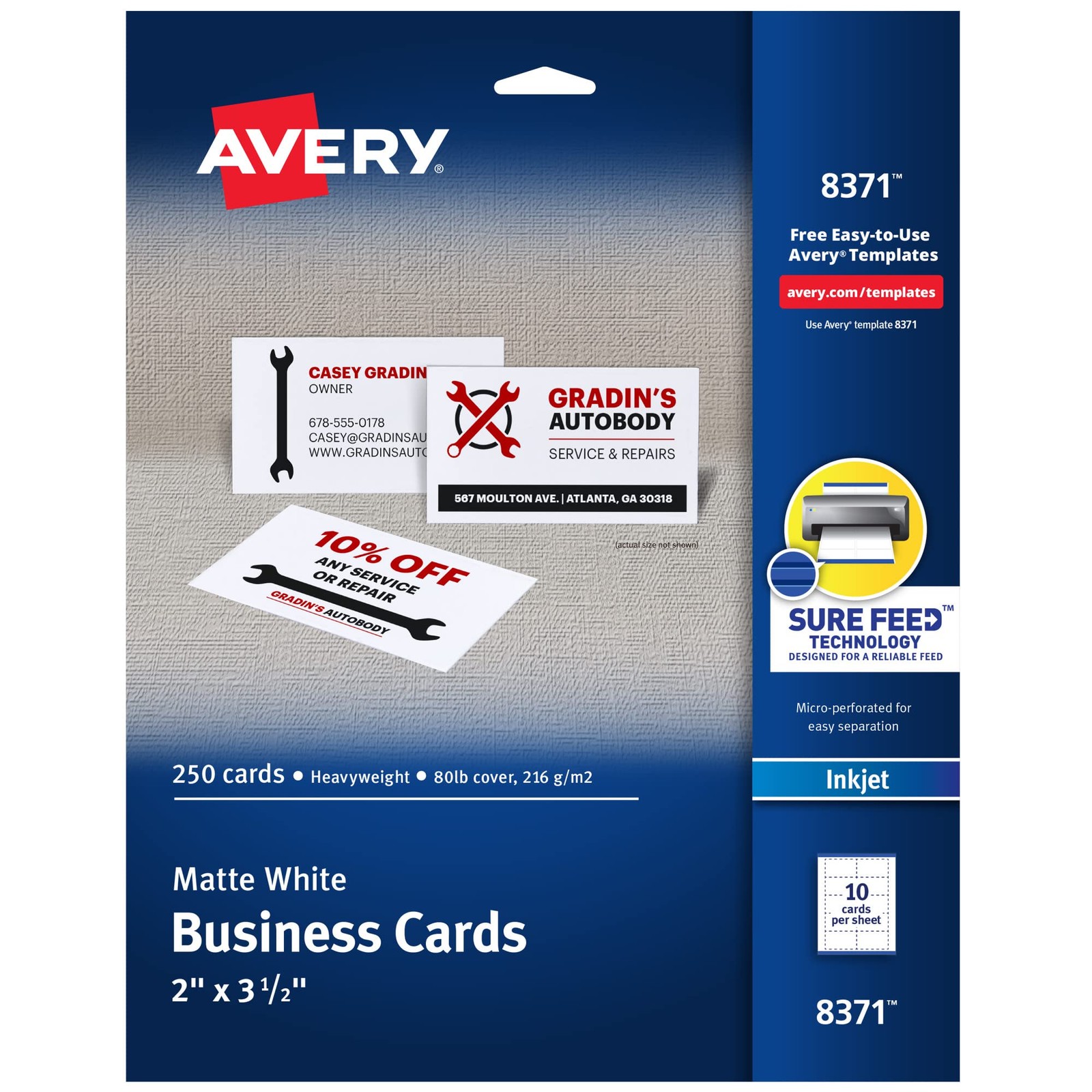Avery Printable Business Cards with Sure Feed Technology, 2″ x 3.5″, White, 2…