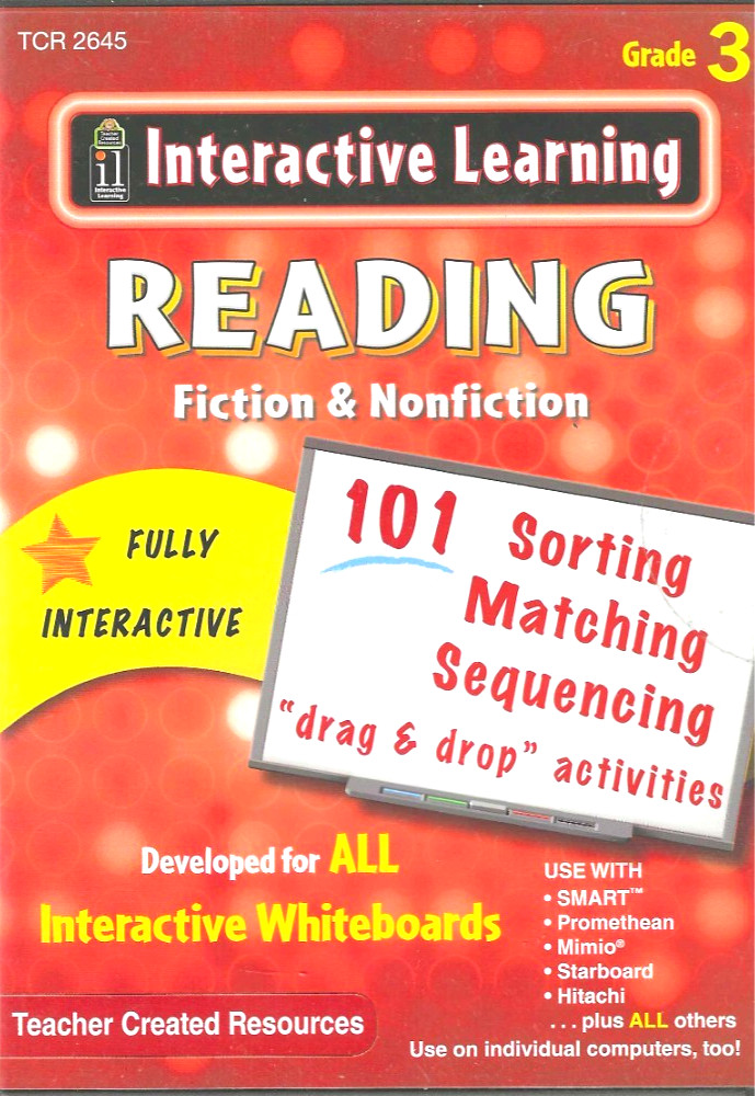 Reading, Fiction Non Fiction Grade 3 , Whiteboard CD, New Teacher Created, 2645