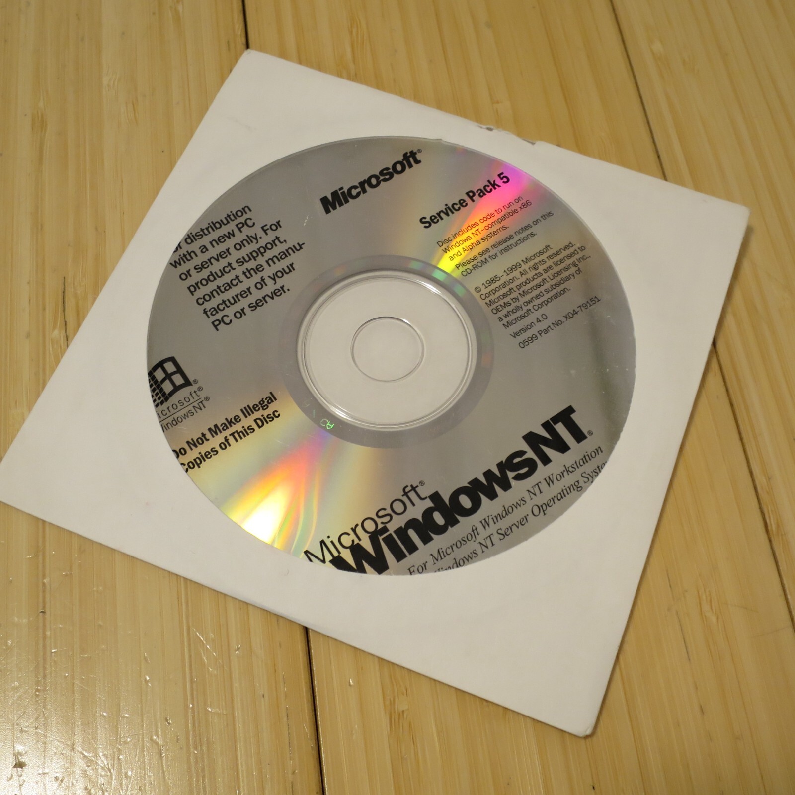 Service Pack 5 SP5 Installation Update CD-ROM 1999 FOR Microsoft Windows NT
