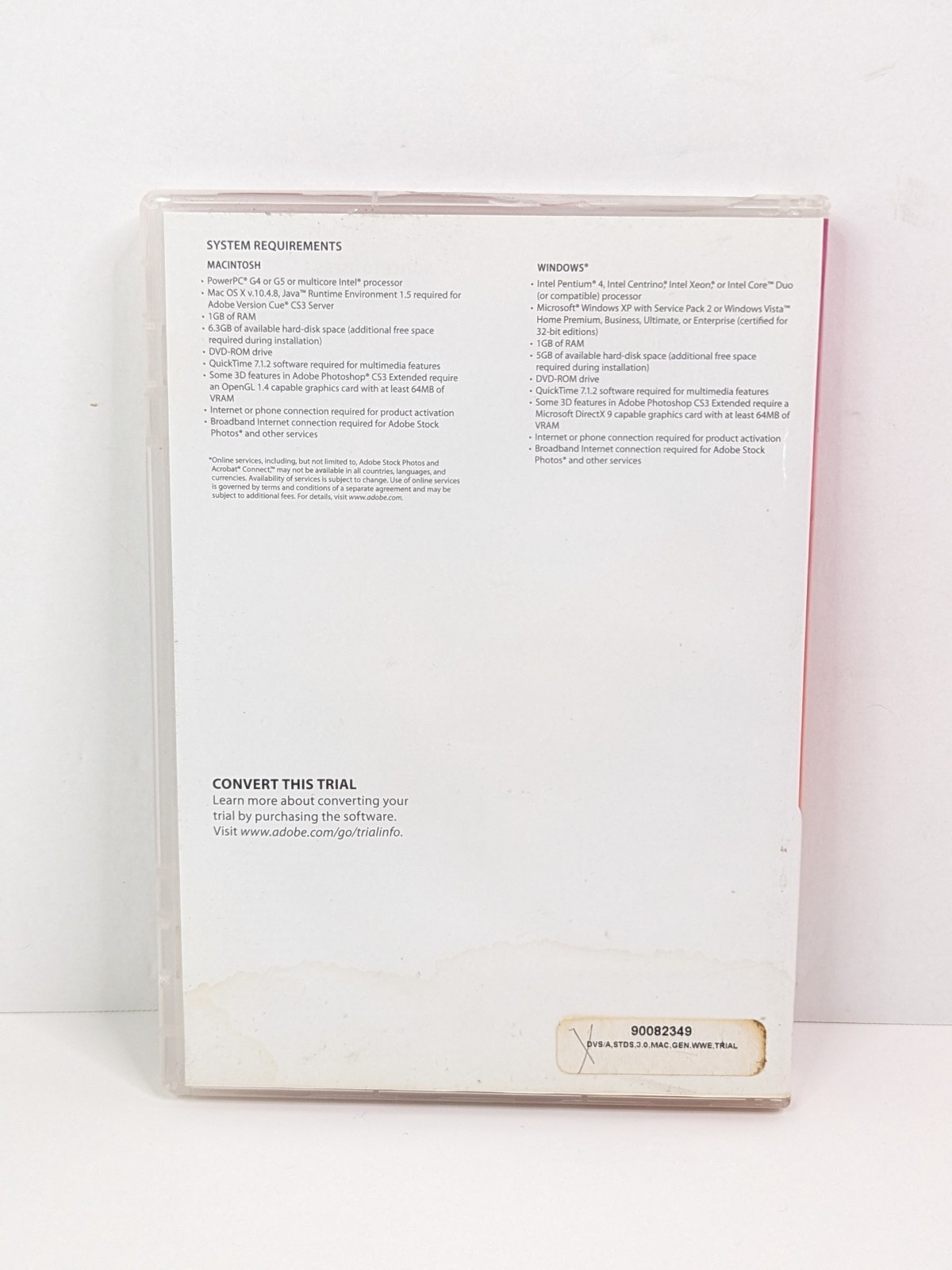 Adobe Creative Suite 3 Design Premium Macintosh/Windows OS 30 Day Trial As Is!