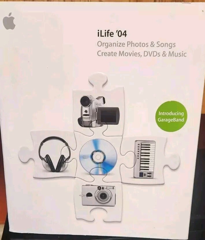 Apple iLife ’04 M9364LL/A Organize Photos & Songs A4 Imac discs imovie 2 disc