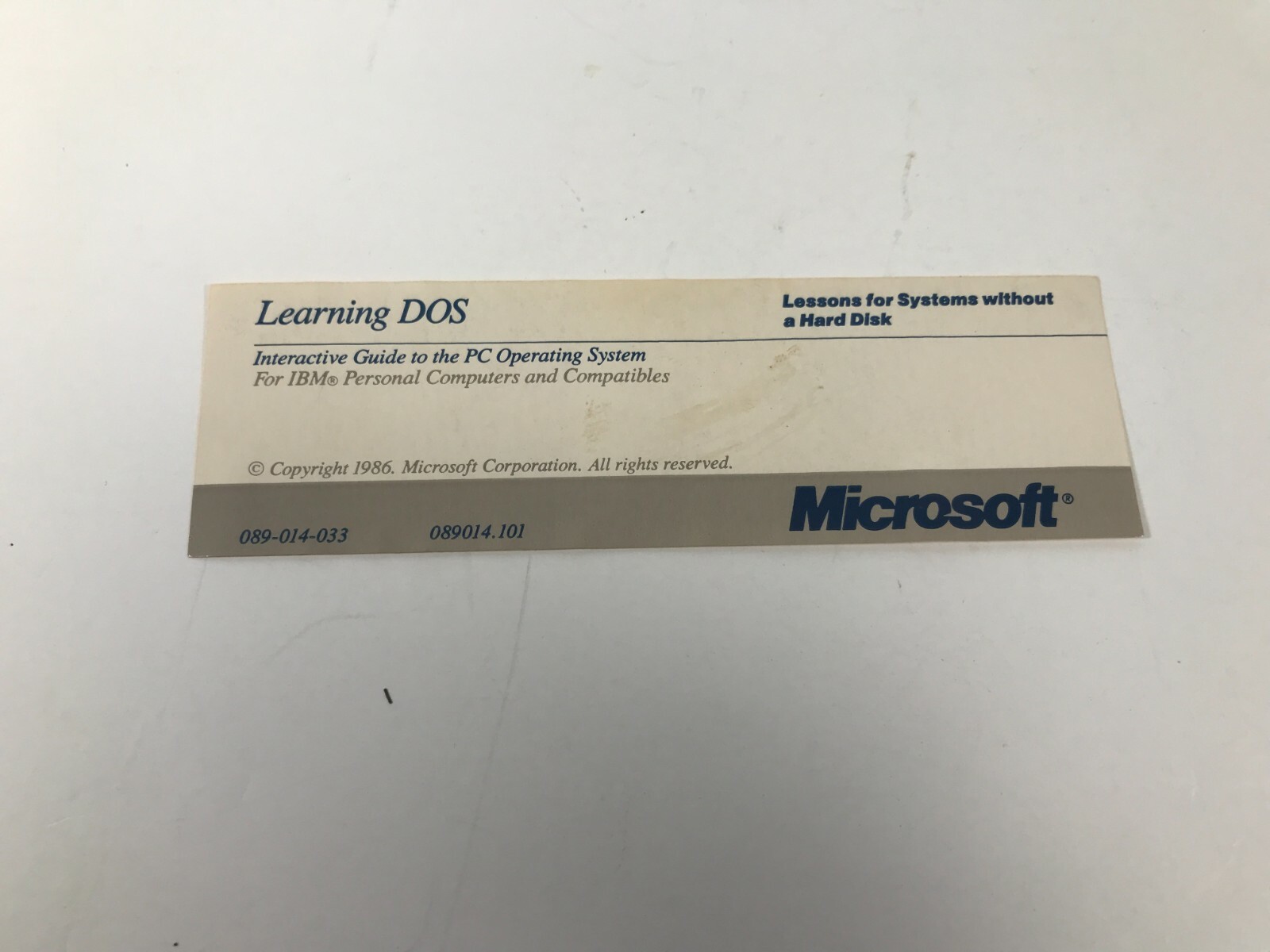 Vintage 1986 Microsoft Learning DOS – 5.25″ Floppy Disc – Interactive Software