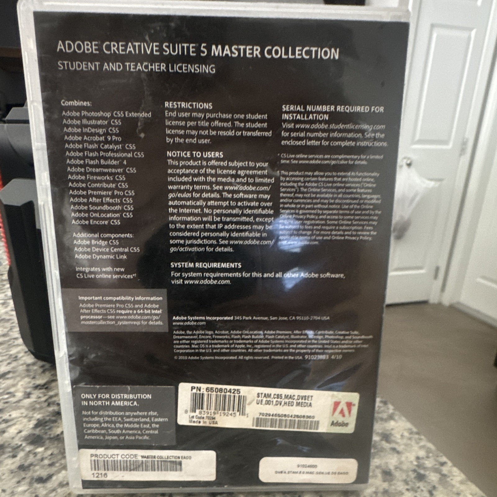 Adobe CS5 Master Collection Academic License Mac OS DVD Software, English